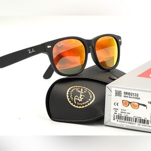 Ray-Ban Black Sunglasses with Red Mirror Lenses